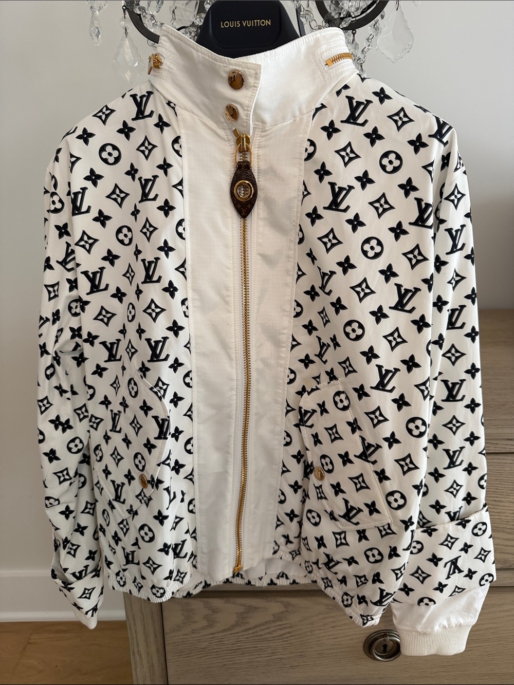 Louis Vuitton White & Black Monogram Zip Jacket for women